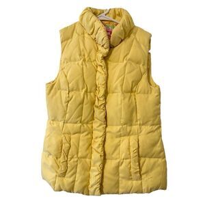 Lilly Pulitzer Goose Downs Puffer Vest Yellow Women Size XS Floral Lining Logo